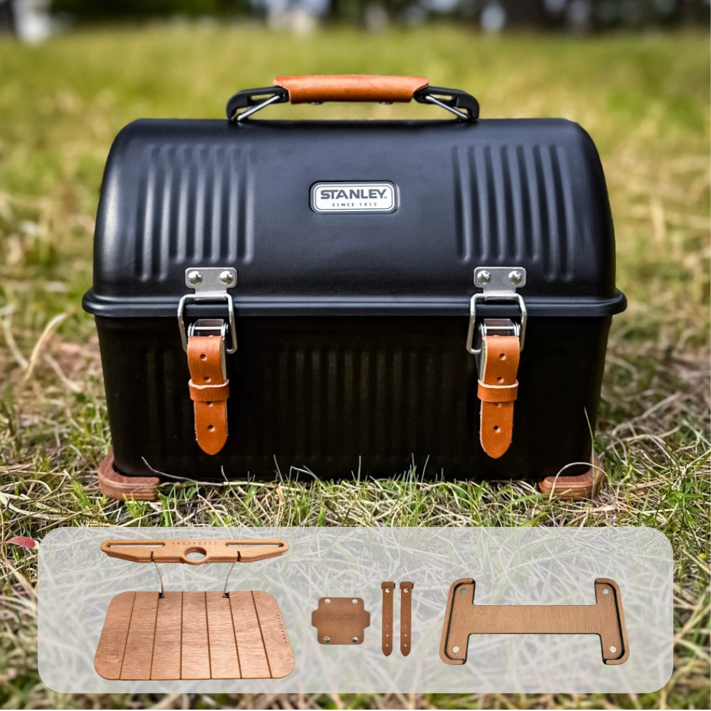 【SET商品】スタンレーランチボックス マットブラック(黒 Black) + ウッド天板セット Stanley Lunchbox 9.4L用カスタム