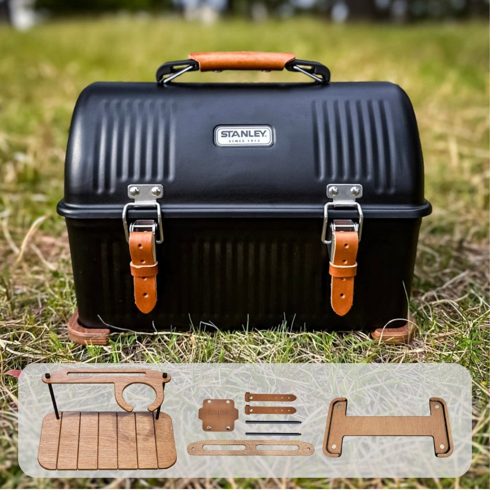 【SET商品】スタンレーランチボックス マットブラック(黒 Black) + ウッド天板セット Stanley Lunchbox 9.4L用カスタム